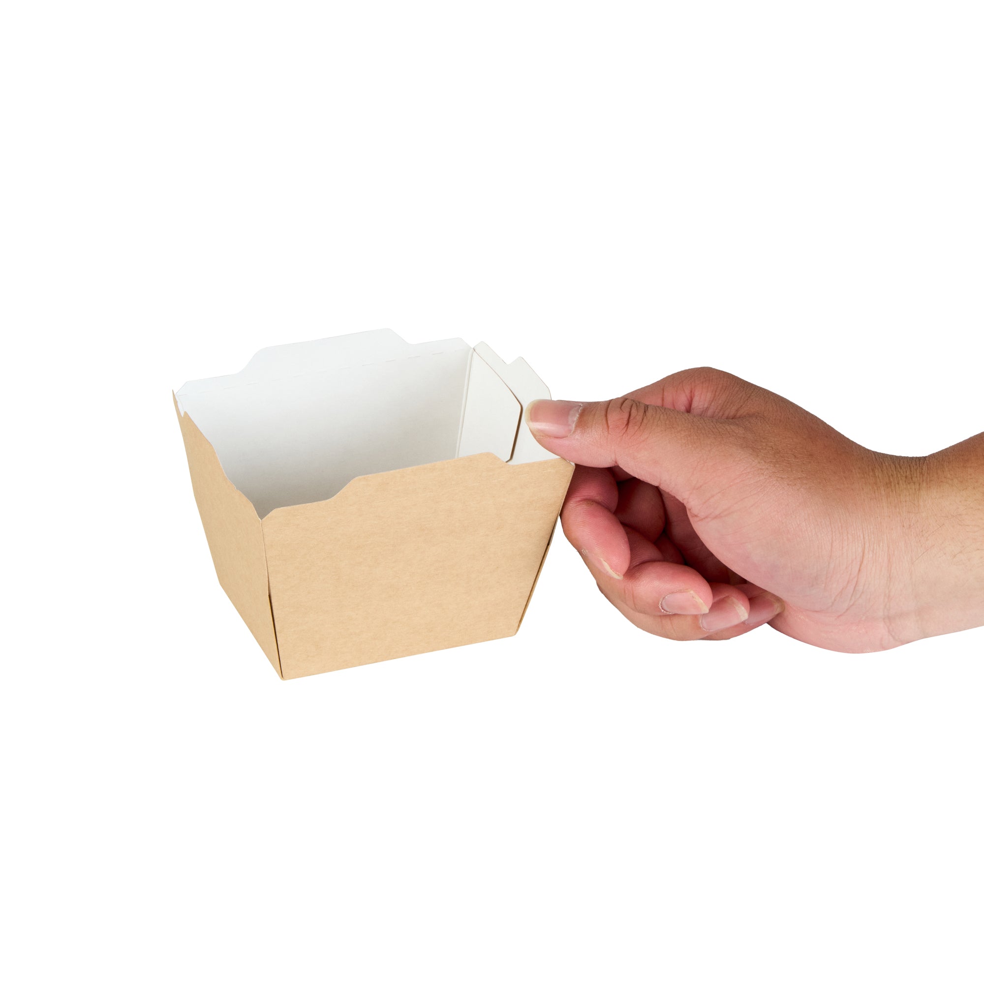 Cafe Vision 17 oz Rectangle Kraft Paper Small Click Lock Container - 4 1/4" x 3 1/4" x 2 3/4" - 200 count box