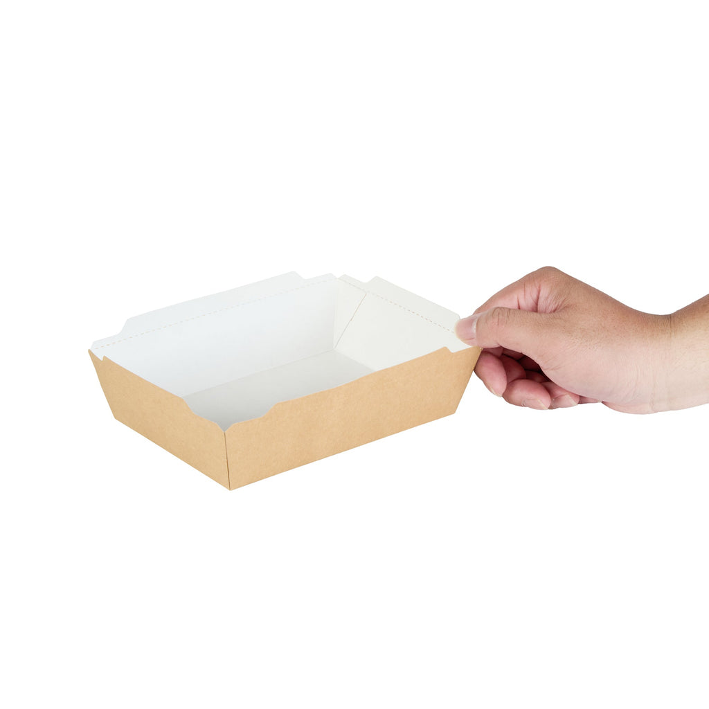 Cafe Vision 34 oz Rectangle Kraft Paper Medium Click Lock Container - 7 1/2" x 5 1/2" x 1 3/4" - 50 count box