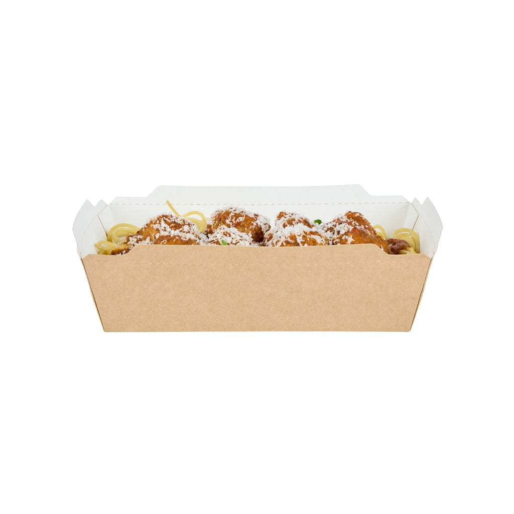 Cafe Vision 34 oz Rectangle Kraft Paper Medium Click Lock Container - 7 1/2" x 5 1/2" x 1 3/4" - 50 count box