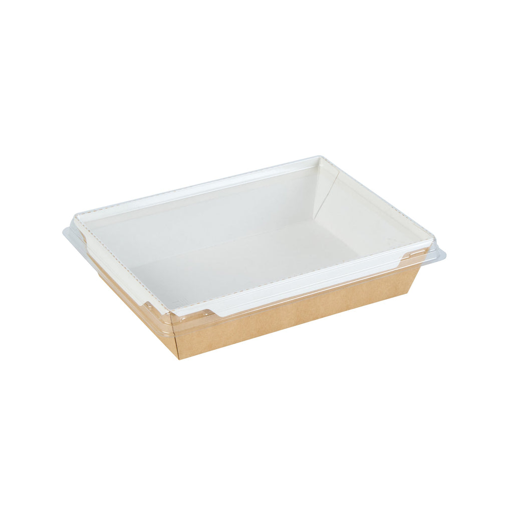 Cafe Vision 34 oz Rectangle Kraft Paper Medium Click Lock Container - 7 1/2" x 5 1/2" x 1 3/4" - 200 count box