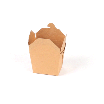 Bio Tek 8 oz Square Kraft Paper Noodle Take Out Container - 2 3/4" x 2 1/4" x 2 1/2" - 25 count box