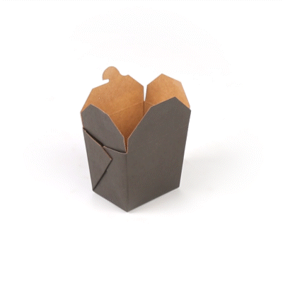 Bio Tek 8 oz Square Black Paper Noodle Take Out Container - 2 3/4" x 2 1/4" x 2 1/2" - 25 count box