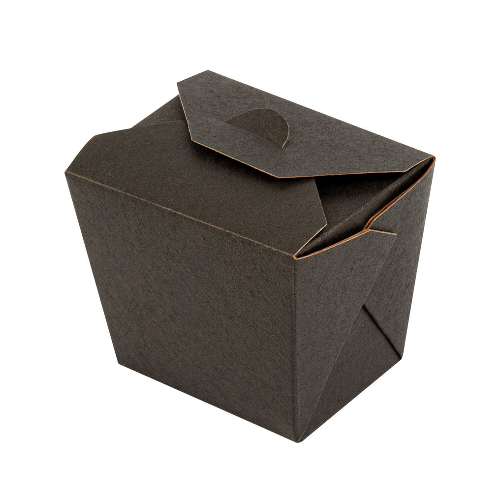Bio Tek 8 oz Square Black Paper Noodle Take Out Container - 2 3/4" x 2 1/4" x 2 1/2" - 25 count box