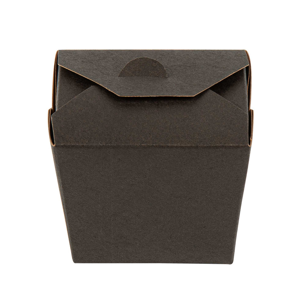 Bio Tek 8 oz Square Black Paper Noodle Take Out Container - 2 3/4" x 2 1/4" x 2 1/2" - 25 count box