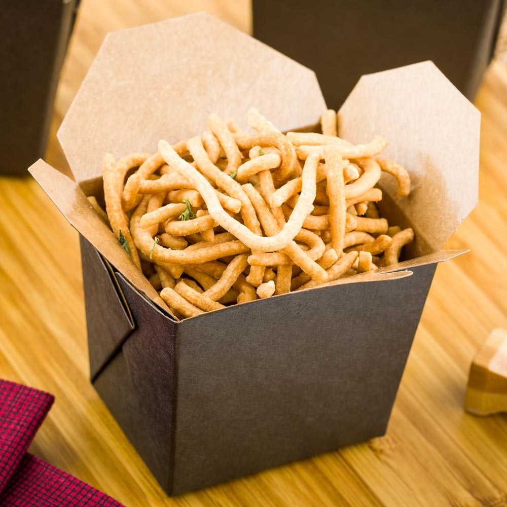 Bio Tek 8 oz Square Black Paper Noodle Take Out Container - 2 3/4" x 2 1/4" x 2 1/2" - 200 count box