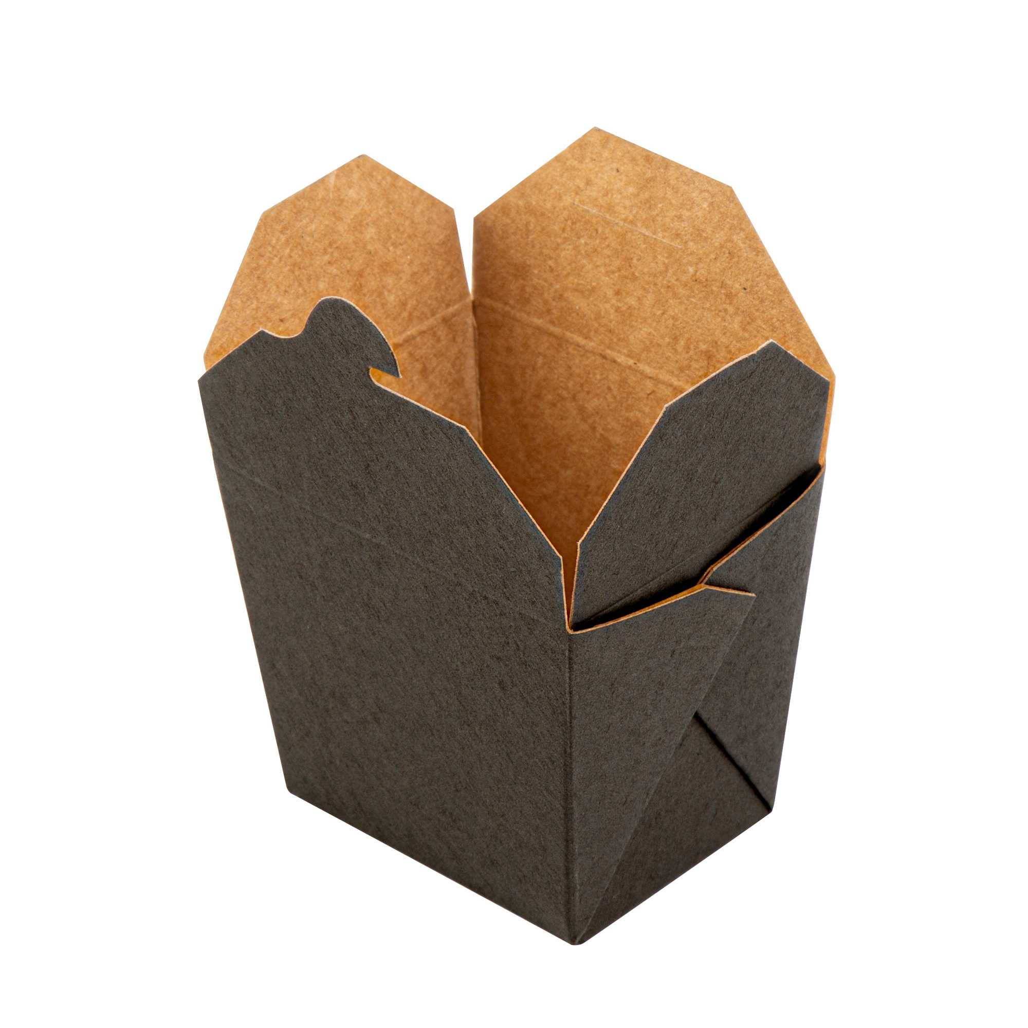 Bio Tek 8 oz Square Black Paper Noodle Take Out Container - 2 3/4" x 2 1/4" x 2 1/2" - 200 count box