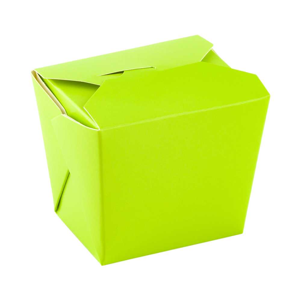 Bio Tek 8 oz Square Eco Green Paper Noodle Take Out Container - 2 3/4" x 2 1/4" x 2 1/2" - 25 count box