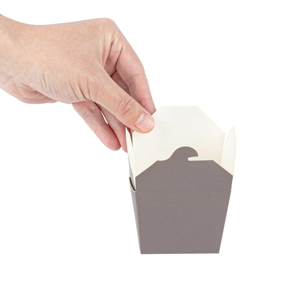 Bio Tek 8 oz Square Gray Paper Noodle Take Out Container - 2 3/4" x 2 1/4" x 2 1/2" - 25 count box