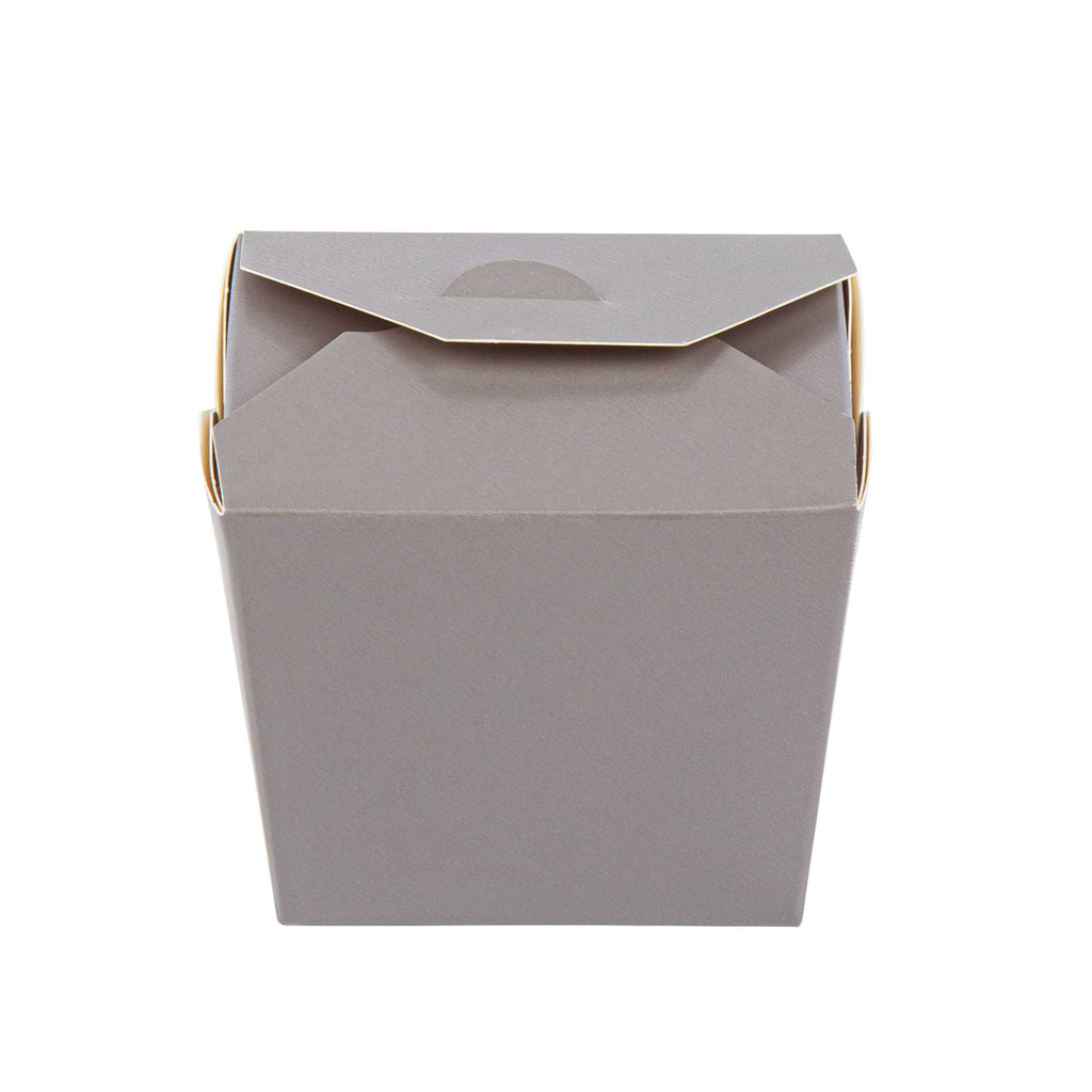 Bio Tek 8 oz Square Gray Paper Noodle Take Out Container - 2 3/4" x 2 1/4" x 2 1/2" - 25 count box