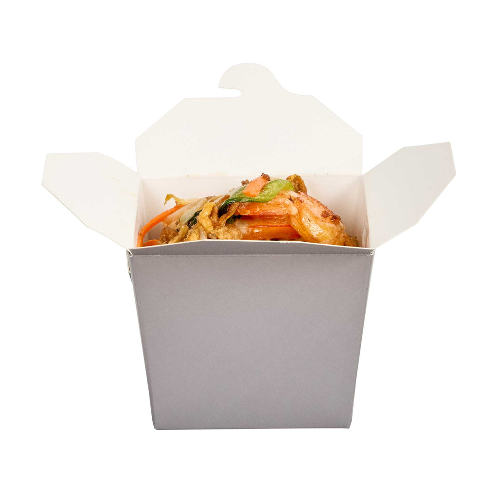 Bio Tek 8 oz Square Gray Paper Noodle Take Out Container - 2 3/4" x 2 1/4" x 2 1/2" - 200 count box