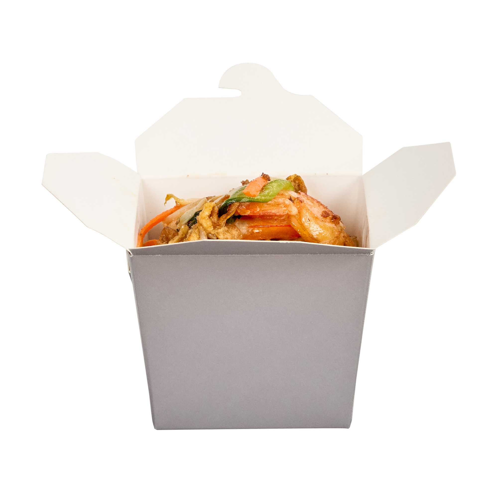 Bio Tek 8 oz Square Gray Paper Noodle Take Out Container - 2 3/4" x 2 1/4" x 2 1/2" - 200 count box