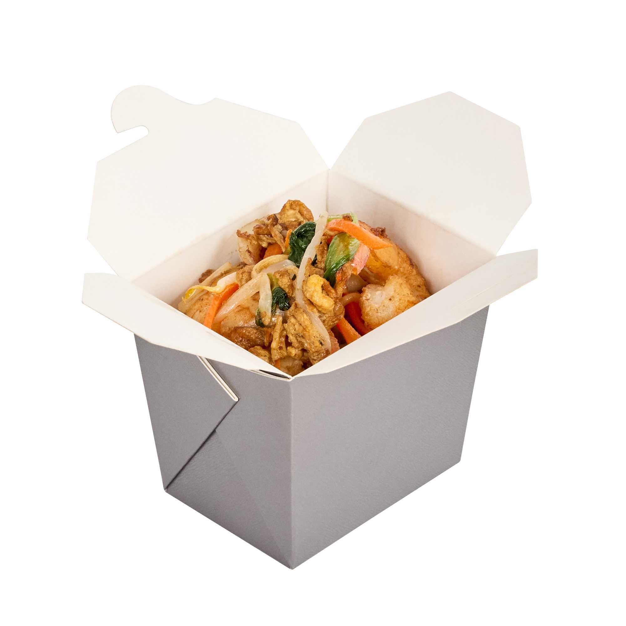 Bio Tek 8 oz Square Gray Paper Noodle Take Out Container - 2 3/4" x 2 1/4" x 2 1/2" - 200 count box