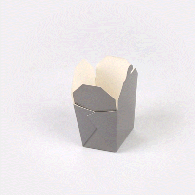 Bio Tek 8 oz Square Gray Paper Noodle Take Out Container - 2 3/4" x 2 1/4" x 2 1/2" - 200 count box