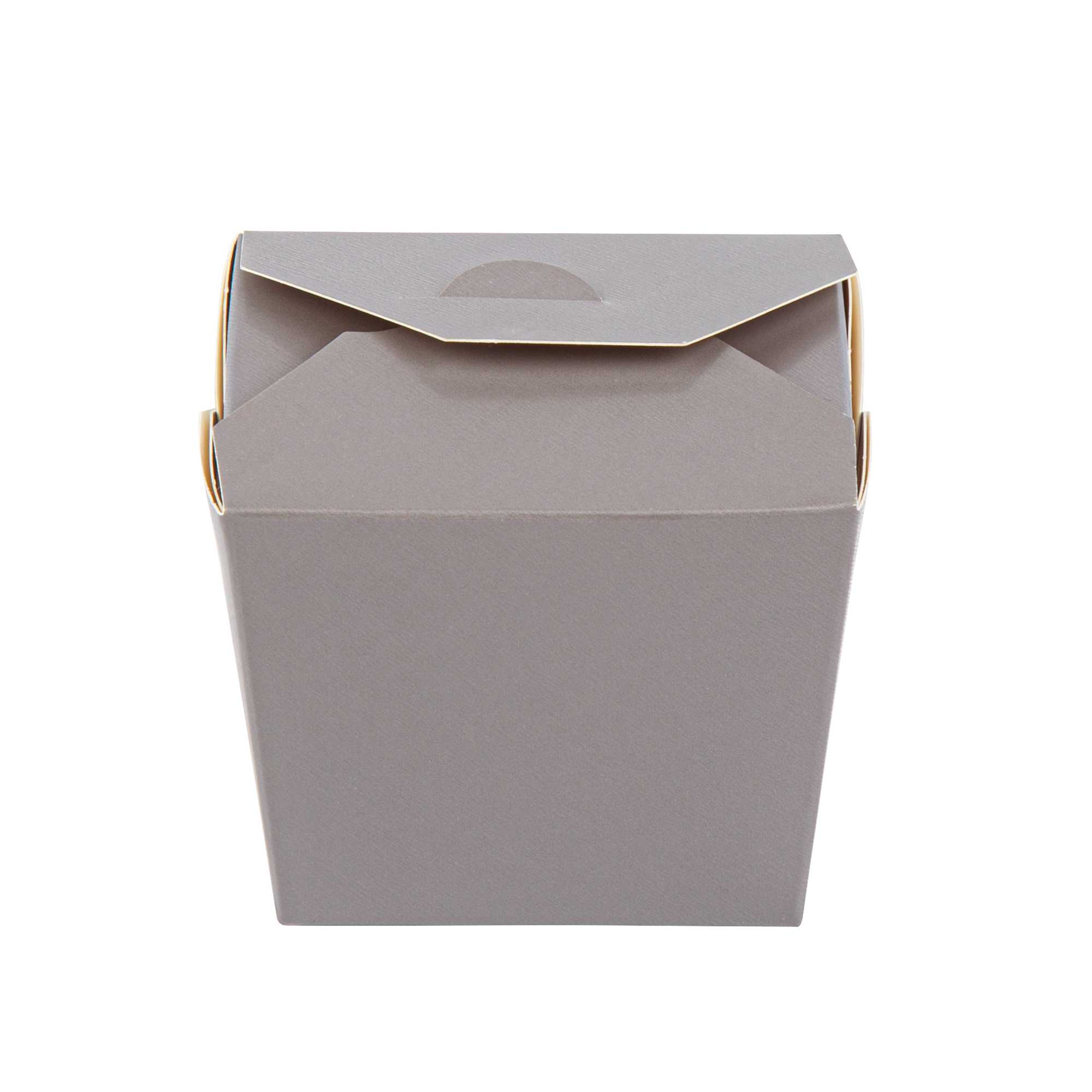 Bio Tek 8 oz Square Gray Paper Noodle Take Out Container - 2 3/4" x 2 1/4" x 2 1/2" - 200 count box