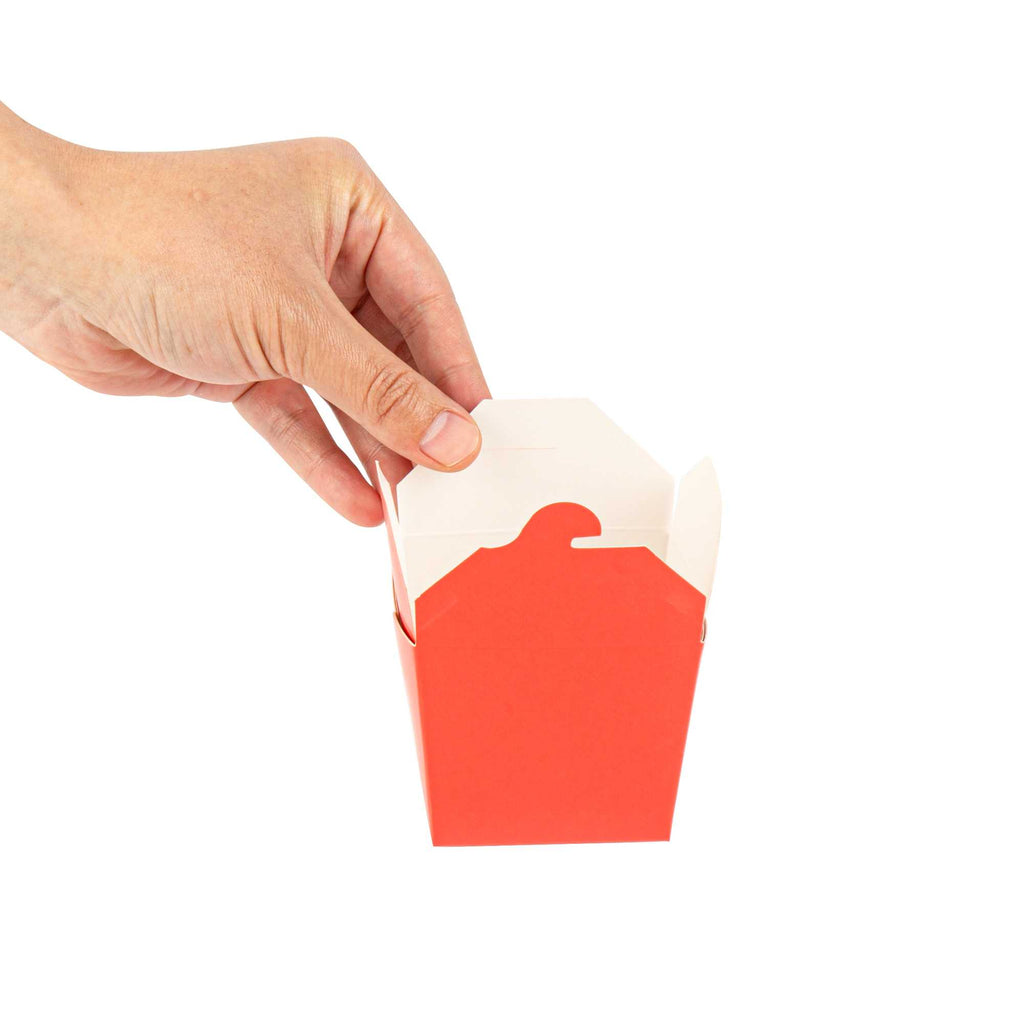 Bio Tek 8 oz Square Red Paper Noodle Take Out Container - 2 3/4" x 2 1/4" x 2 1/2" - 200 count box