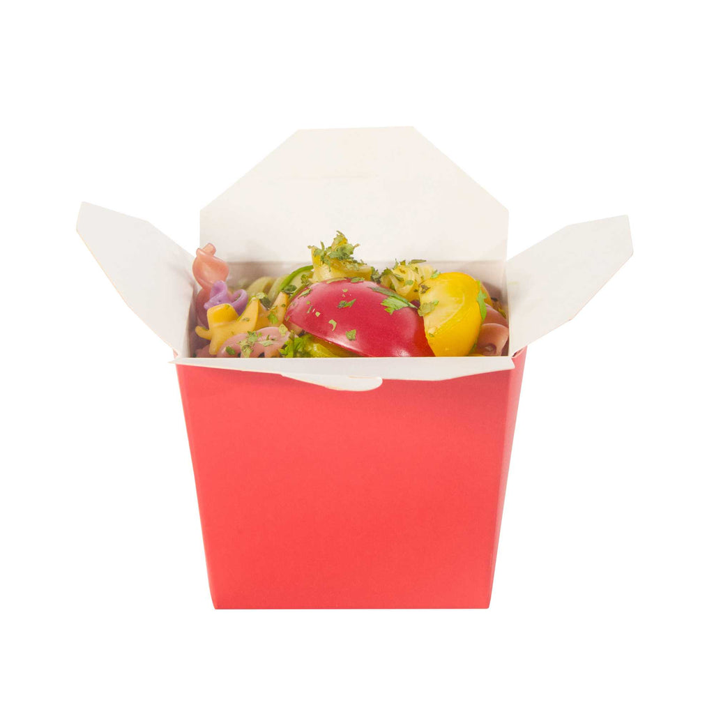 Bio Tek 8 oz Square Red Paper Noodle Take Out Container - 2 3/4" x 2 1/4" x 2 1/2" - 200 count box