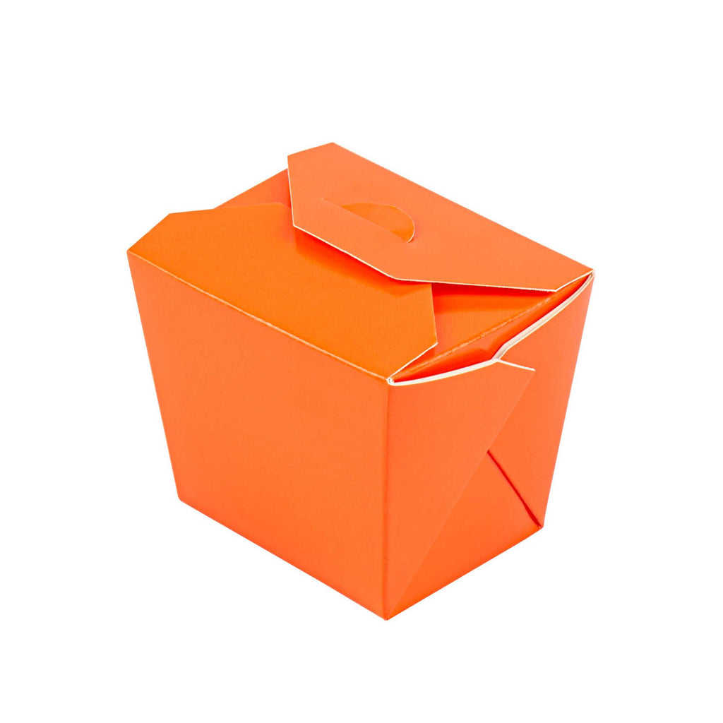 Bio Tek 8 oz Square Tangerine Orange Paper Noodle Take Out Container - 2 3/4" x 2 1/4" x 2 1/2" - 25 count box