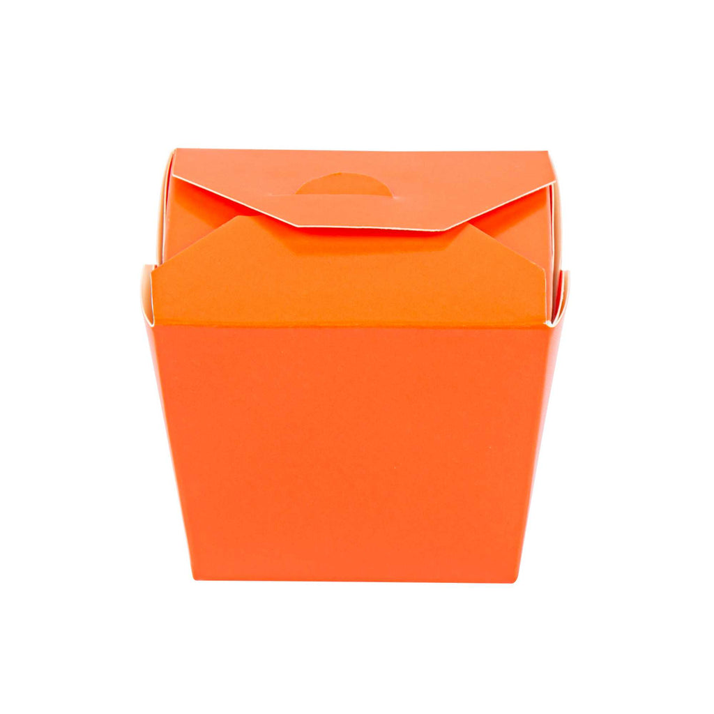 Bio Tek 8 oz Square Tangerine Orange Paper Noodle Take Out Container - 2 3/4" x 2 1/4" x 2 1/2" - 25 count box