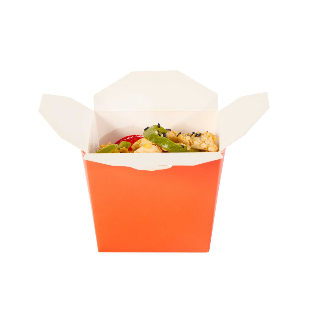 Bio Tek 8 oz Square Tangerine Orange Paper Noodle Take Out Container - 2 3/4" x 2 1/4" x 2 1/2" - 200 count box