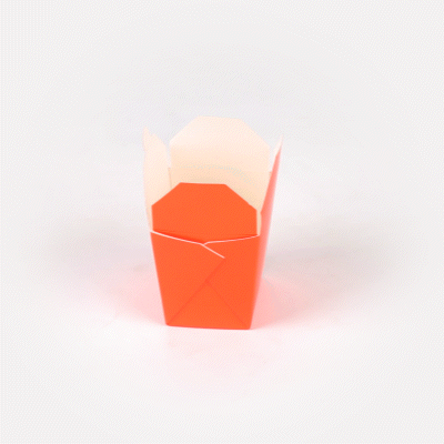 Bio Tek 8 oz Square Tangerine Orange Paper Noodle Take Out Container - 2 3/4" x 2 1/4" x 2 1/2" - 200 count box