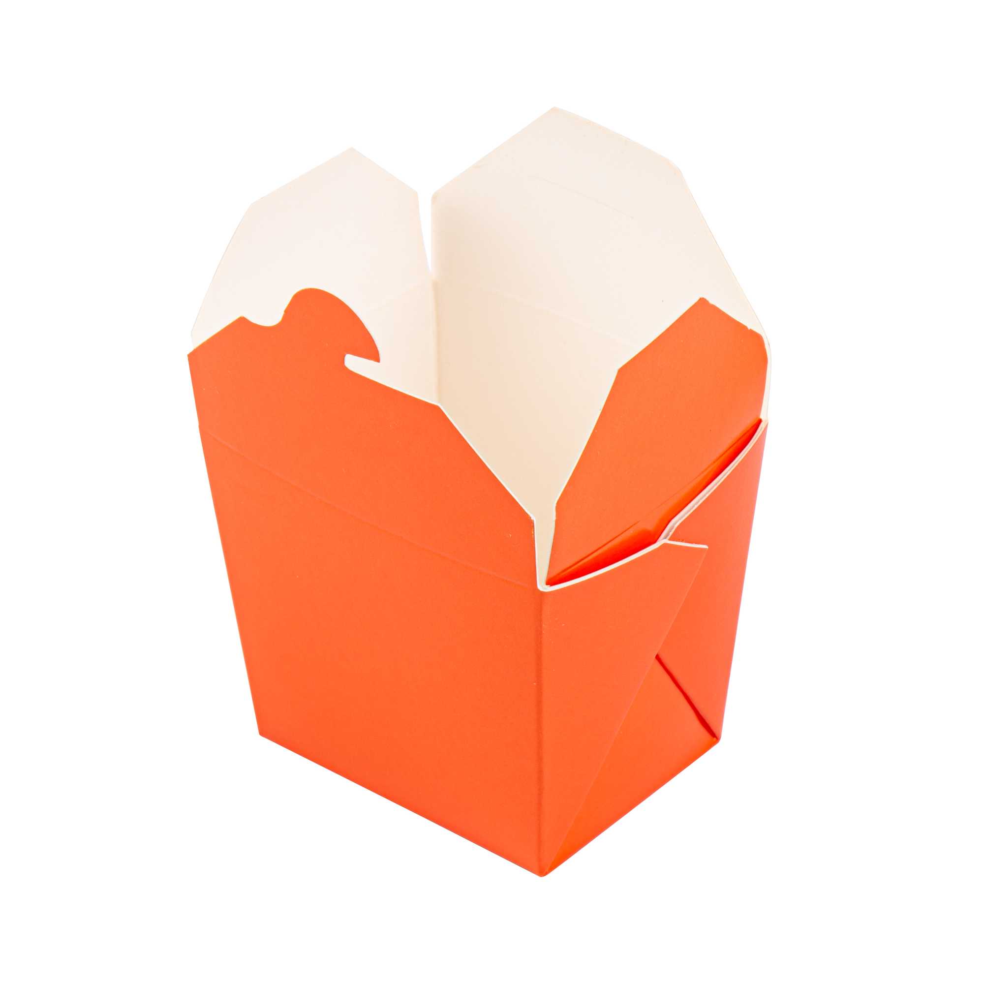 Bio Tek 8 oz Square Tangerine Orange Paper Noodle Take Out Container - 2 3/4" x 2 1/4" x 2 1/2" - 200 count box