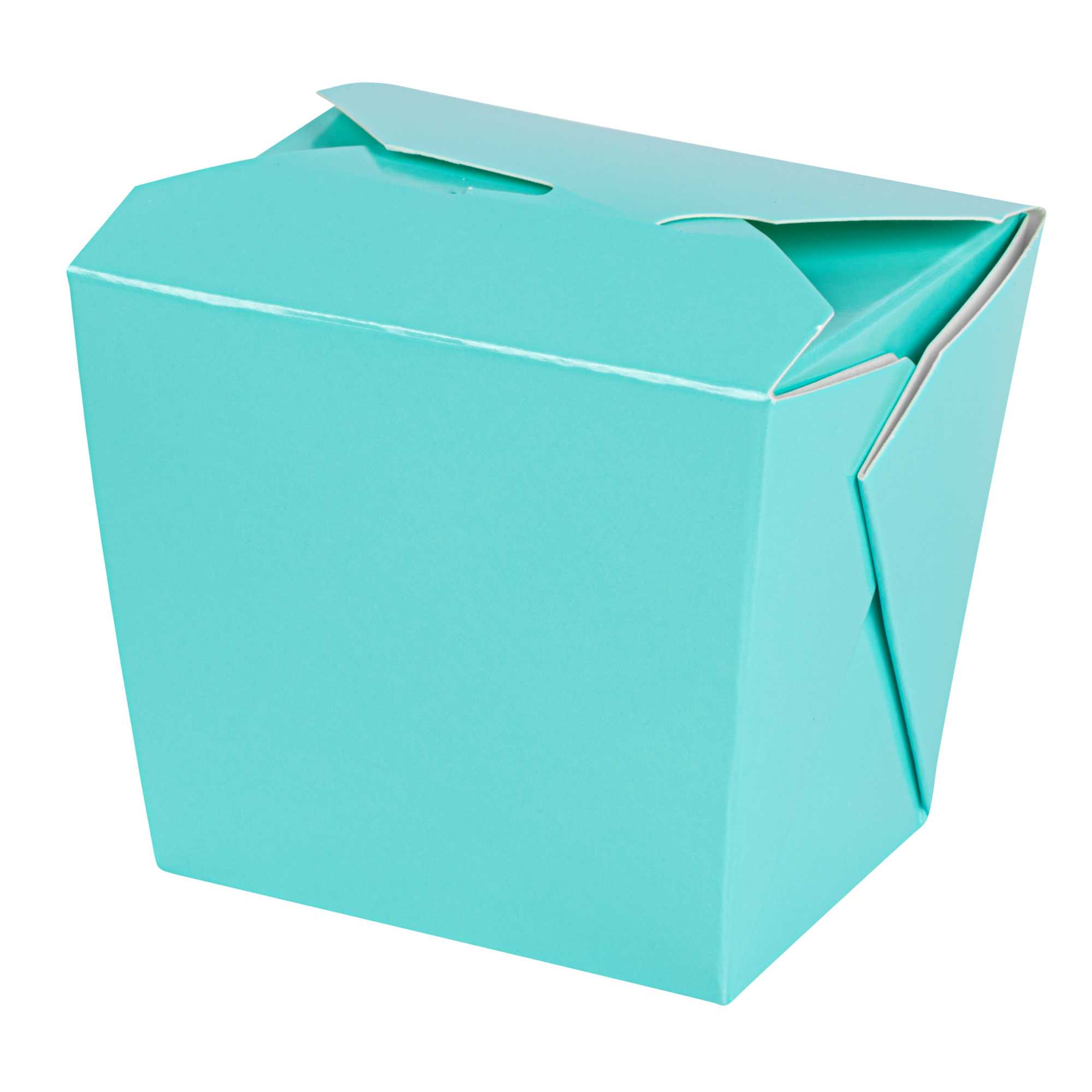 Bio Tek 8 oz Square Turquoise Paper Noodle Take Out Container - 2 3/4" x 2 1/4" x 2 1/2" - 50 count box