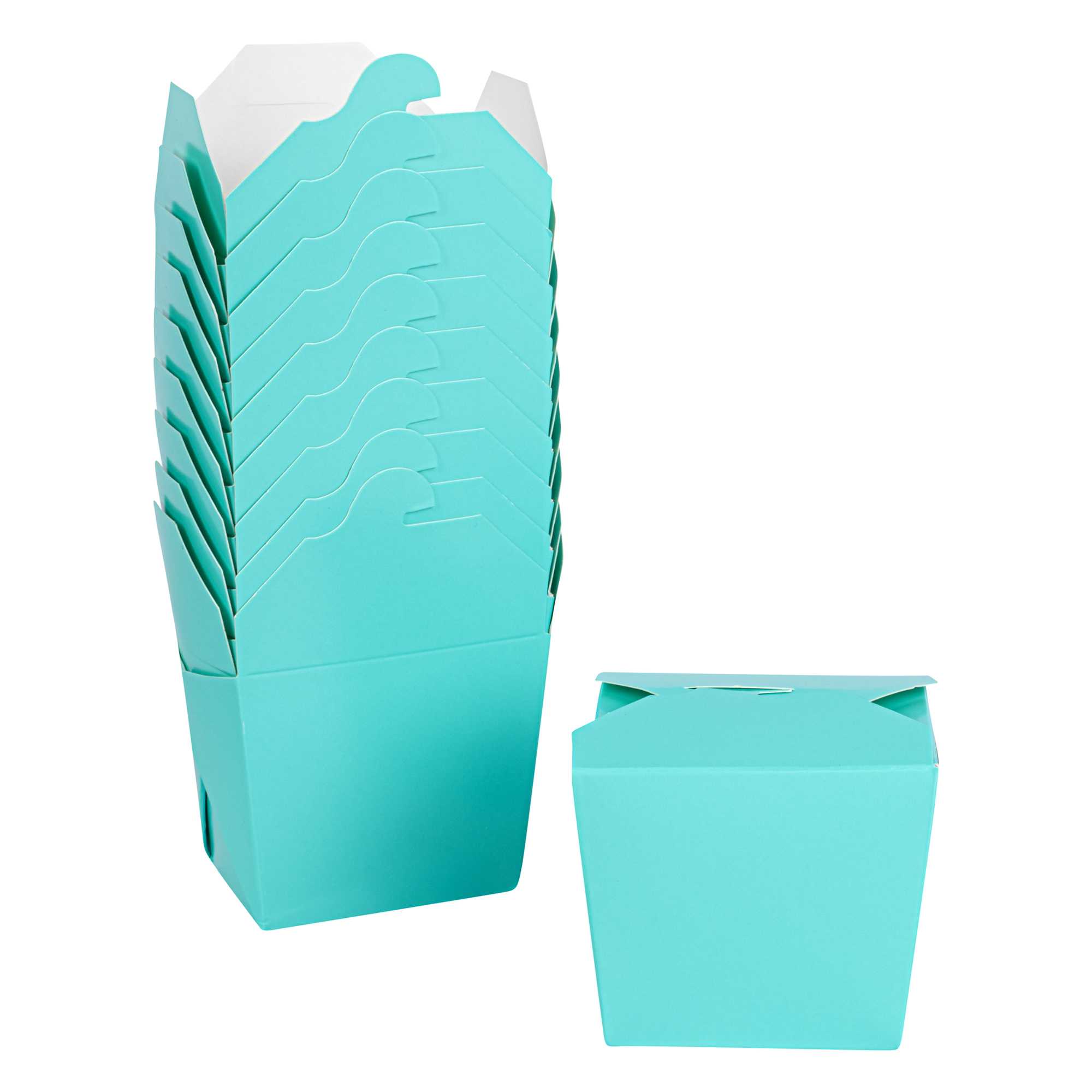 Bio Tek 8 oz Square Turquoise Paper Noodle Take Out Container - 2 3/4" x 2 1/4" x 2 1/2" - 50 count box