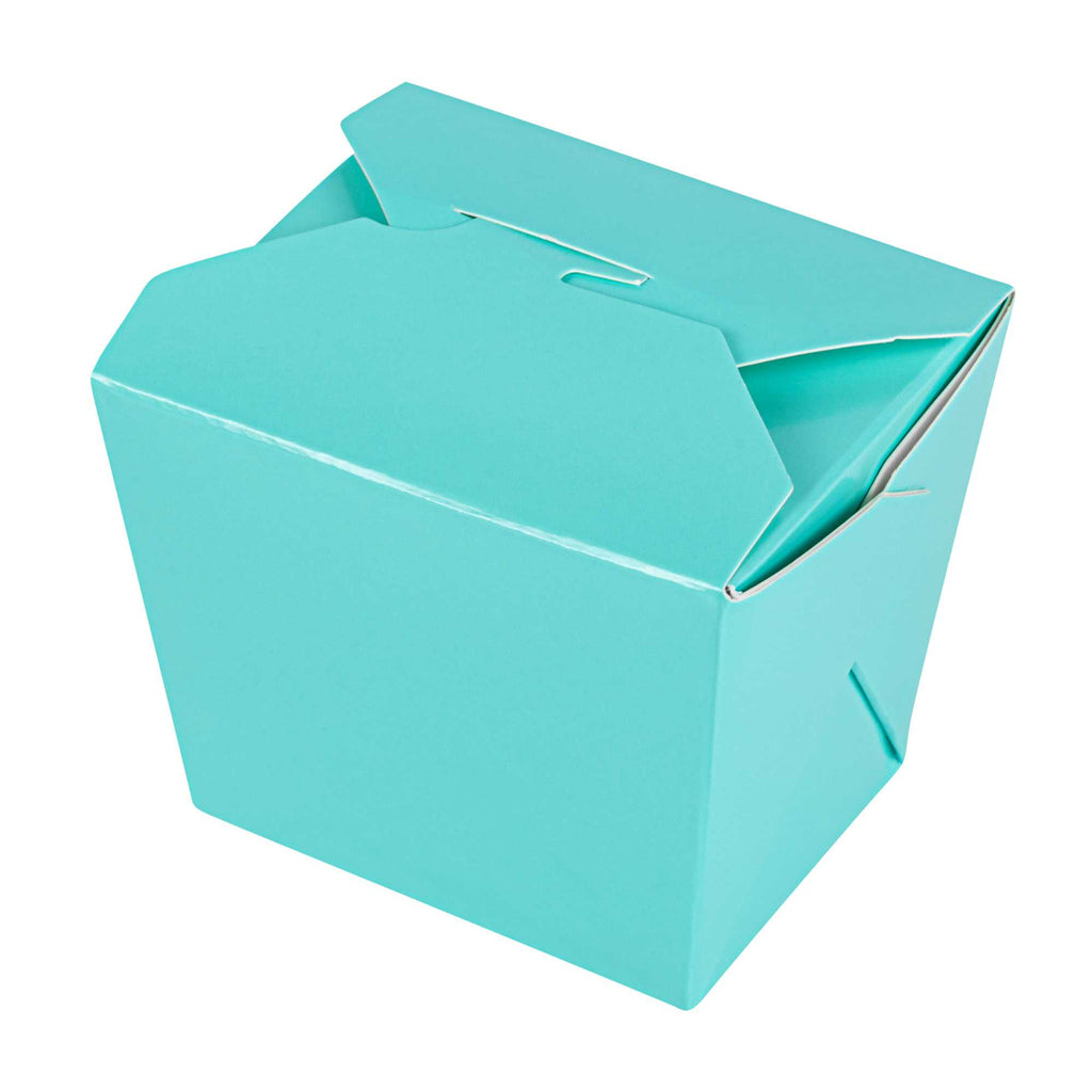 Bio Tek 8 oz Square Turquoise Paper Noodle Take Out Container - 2 3/4" x 2 1/4" x 2 1/2" - 50 count box