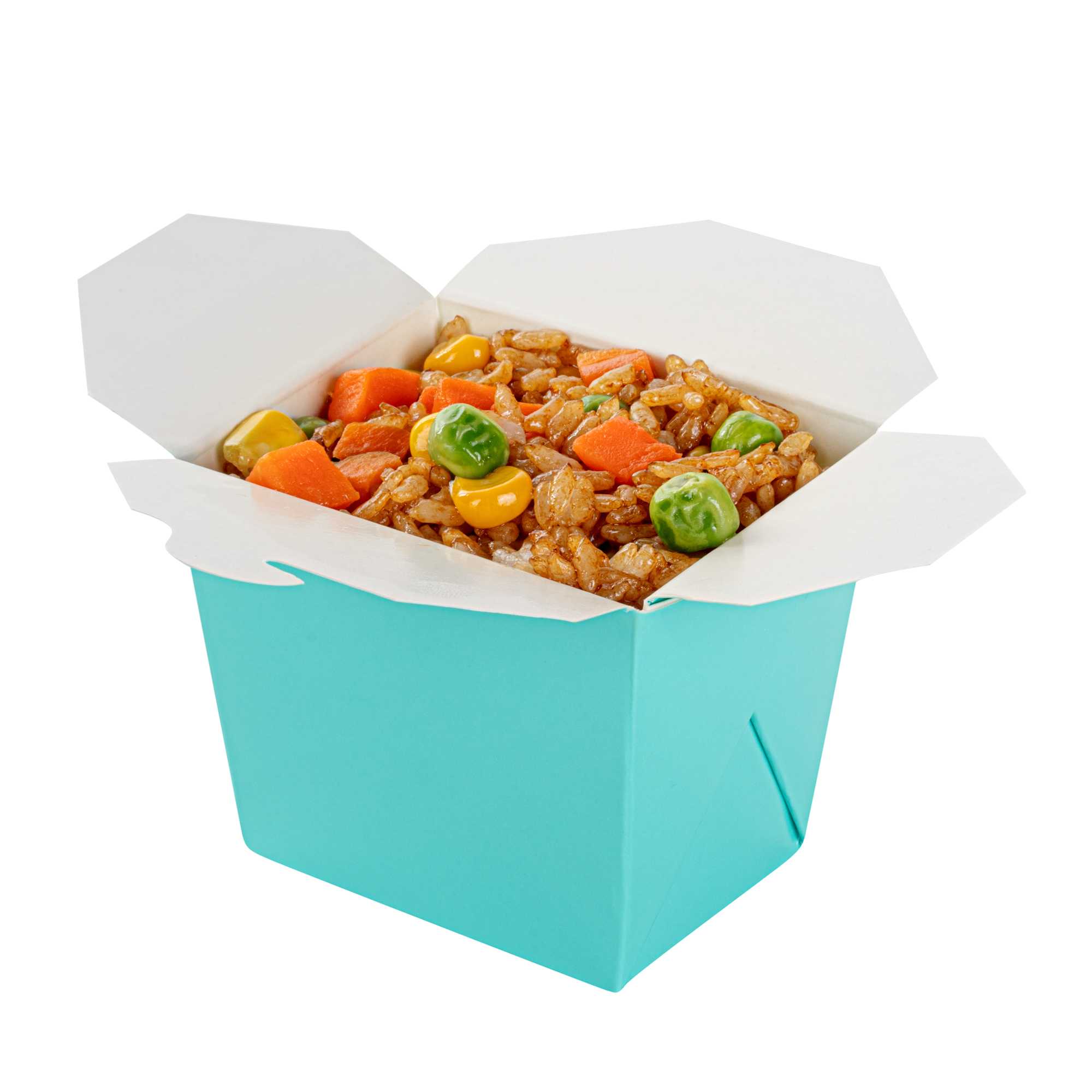 Bio Tek 8 oz Square Turquoise Paper Noodle Take Out Container - 2 3/4" x 2 1/4" x 2 1/2" - 200 count box