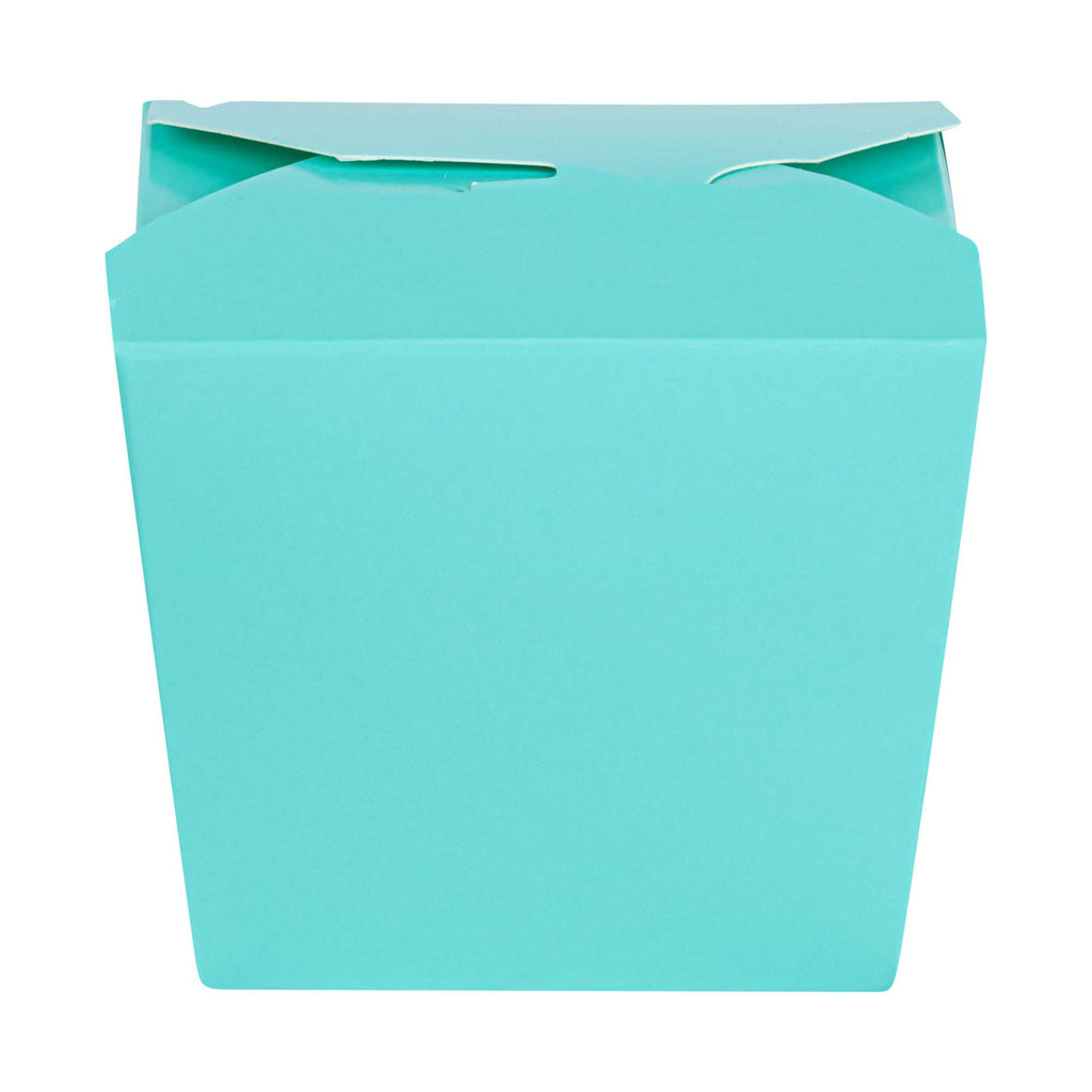 Bio Tek 8 oz Square Turquoise Paper Noodle Take Out Container - 2 3/4" x 2 1/4" x 2 1/2" - 200 count box