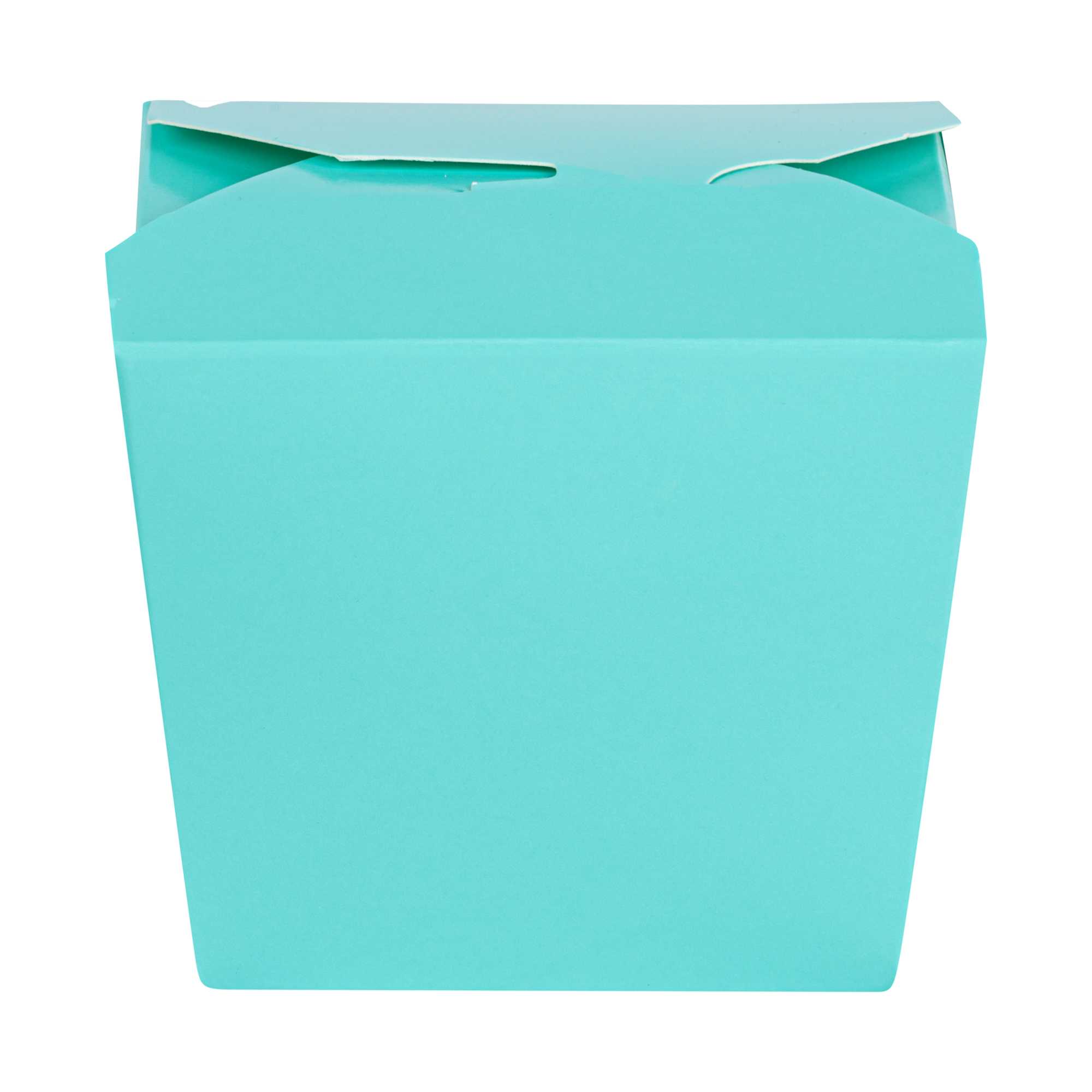 Bio Tek 8 oz Square Turquoise Paper Noodle Take Out Container - 2 3/4" x 2 1/4" x 2 1/2" - 200 count box