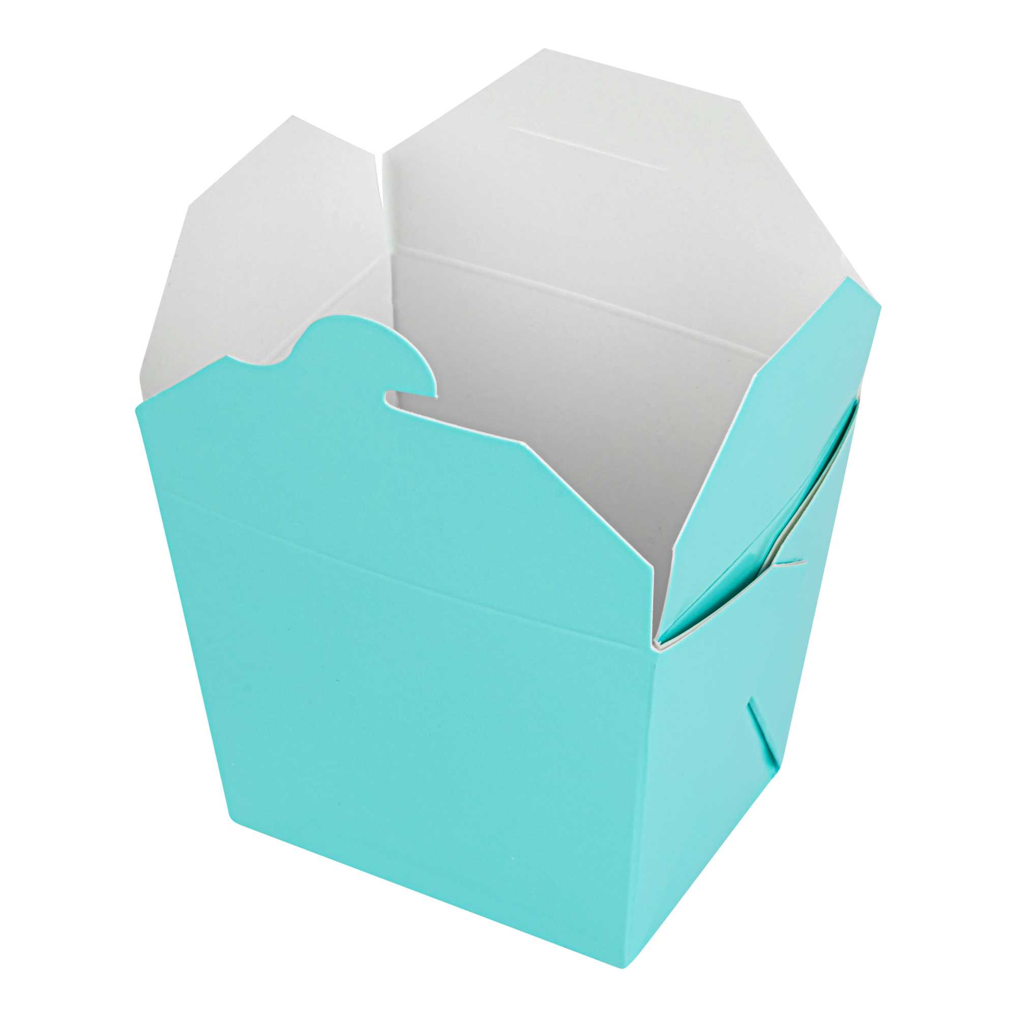 Bio Tek 8 oz Square Turquoise Paper Noodle Take Out Container - 2 3/4" x 2 1/4" x 2 1/2" - 200 count box
