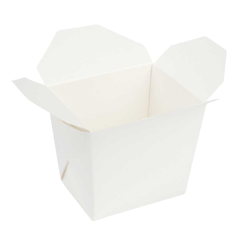 Bio Tek 8 oz Square White Paper Noodle Take Out Container - 2 3/4" x 2 1/4" x 2 1/2" - 25 count box