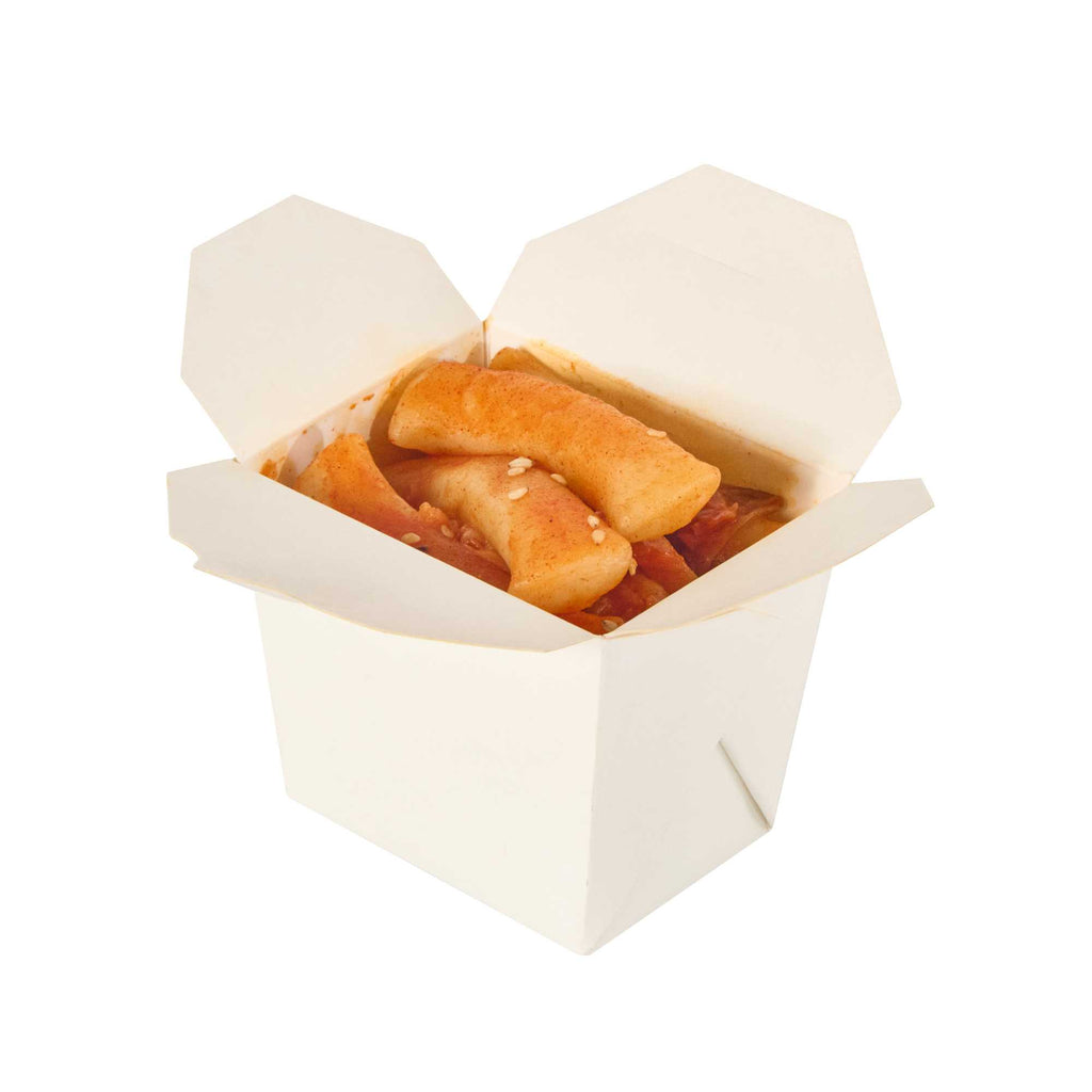 Bio Tek 8 oz Square White Paper Noodle Take Out Container - 2 3/4" x 2 1/4" x 2 1/2" - 50 count box