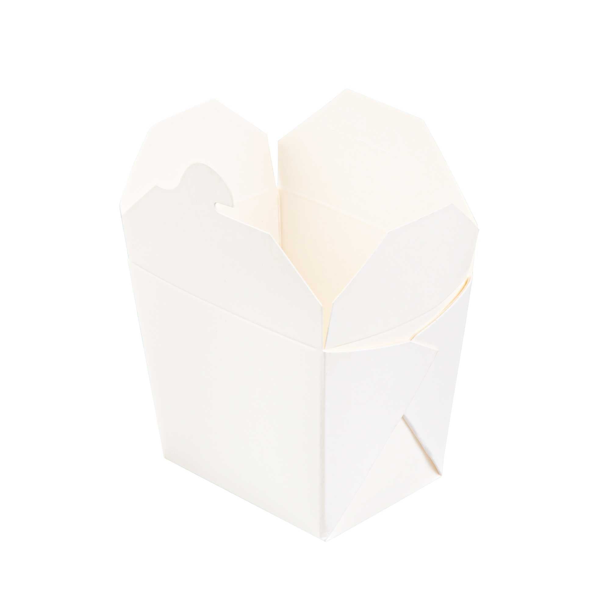 Bio Tek 8 oz Square White Paper Noodle Take Out Container - 2 3/4" x 2 1/4" x 2 1/2" - 50 count box