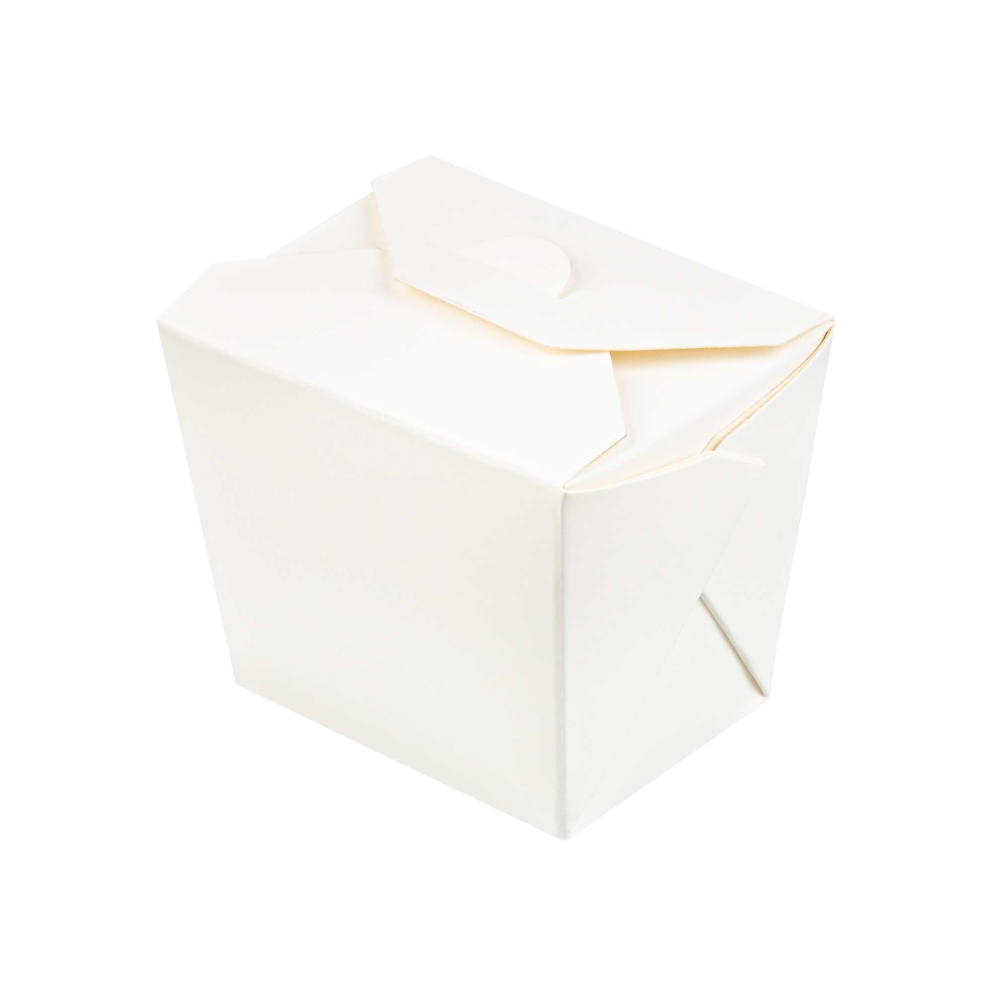 Bio Tek 8 oz Square White Paper Noodle Take Out Container - 2 3/4" x 2 1/4" x 2 1/2" - 50 count box