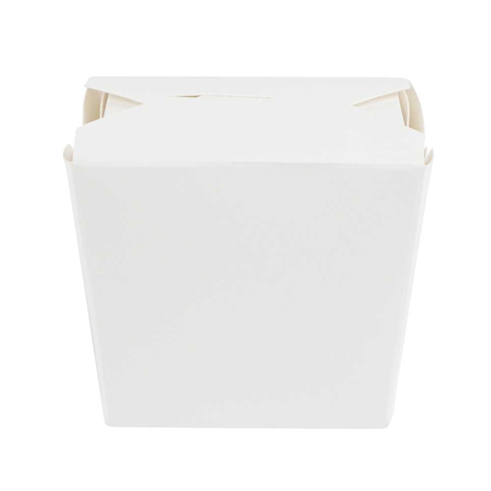Bio Tek 8 oz Square White Paper Noodle Take Out Container - 2 3/4" x 2 1/4" x 2 1/2" - 200 count box