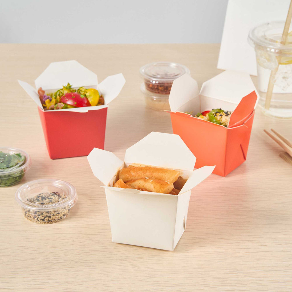 Bio Tek 8 oz Square White Paper Noodle Take Out Container - 2 3/4" x 2 1/4" x 2 1/2" - 200 count box