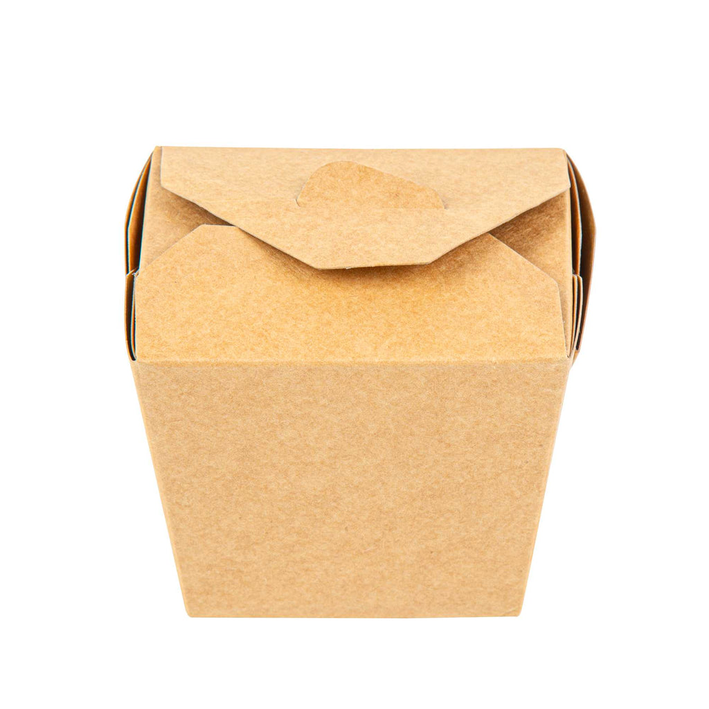 Bio Tek 16 oz Square Kraft Paper Noodle Take Out Container - 3 1/2" x 3" x 3 1/4" - 25 count box