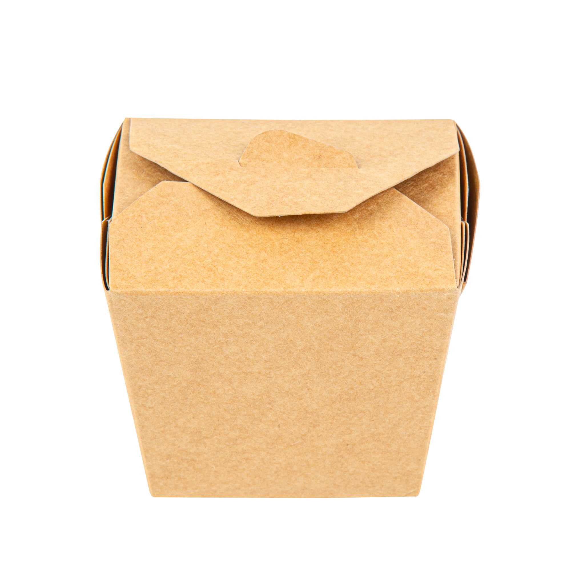 Bio Tek 16 oz Square Kraft Paper Noodle Take Out Container - 3 1/2" x 3" x 3 1/4" - 25 count box