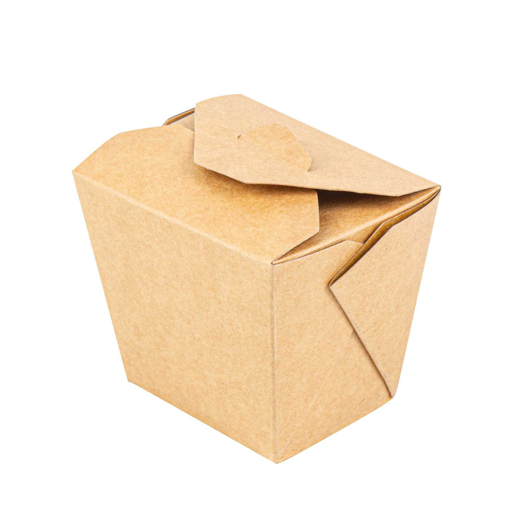 Bio Tek 16 oz Square Kraft Paper Noodle Take Out Container - 3 1/2" x 3" x 3 1/4" - 25 count box