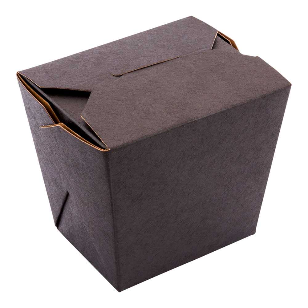 Bio Tek 16 oz Square Black Paper Noodle Take Out Container - 3 1/2" x 3" x 3 1/4" - 25 count box