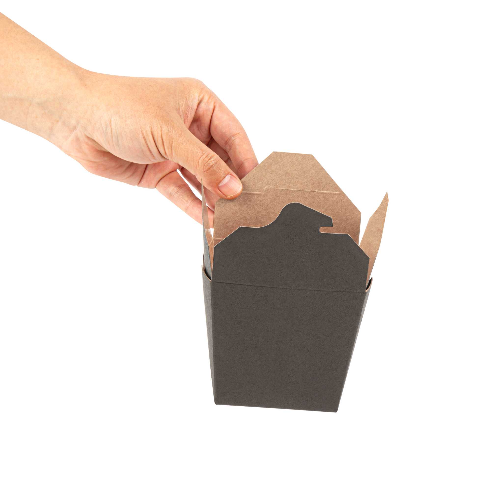 Bio Tek 16 oz Square Black Paper Noodle Take Out Container - 3 1/2" x 3" x 3 1/4" - 25 count box