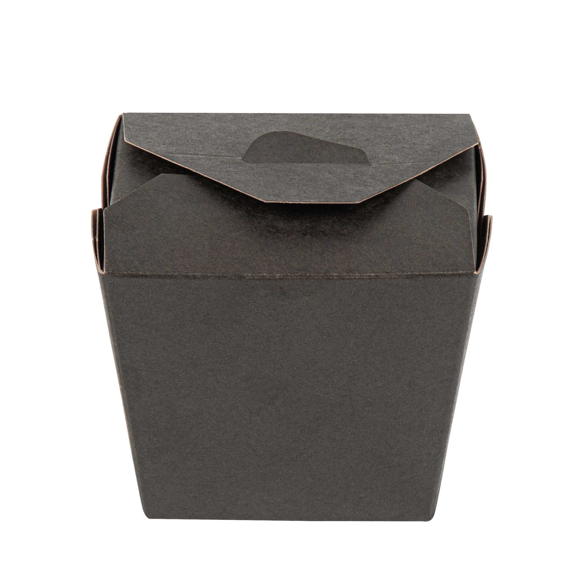 Bio Tek 16 oz Square Black Paper Noodle Take Out Container - 3 1/2" x 3" x 3 1/4" - 25 count box