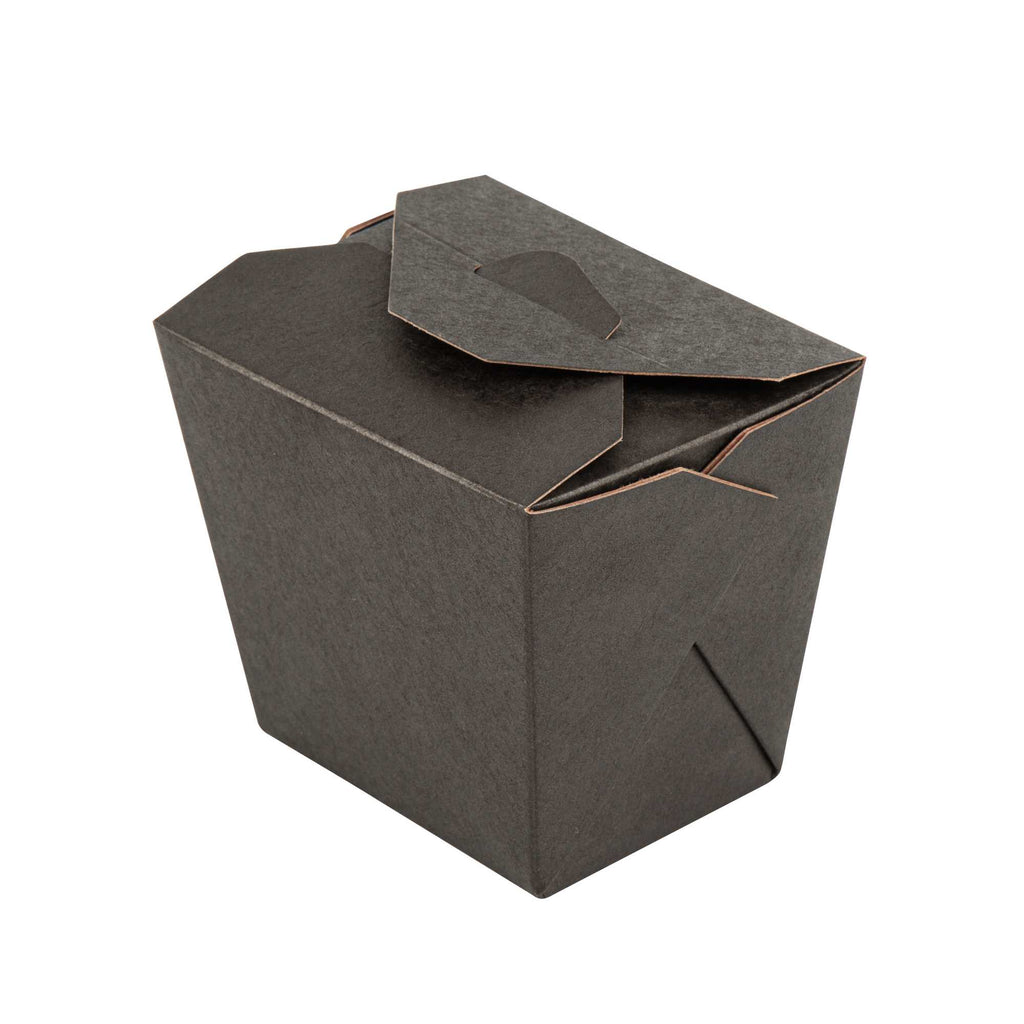 Bio Tek 16 oz Square Black Paper Noodle Take Out Container - 3 1/2" x 3" x 3 1/4" - 25 count box