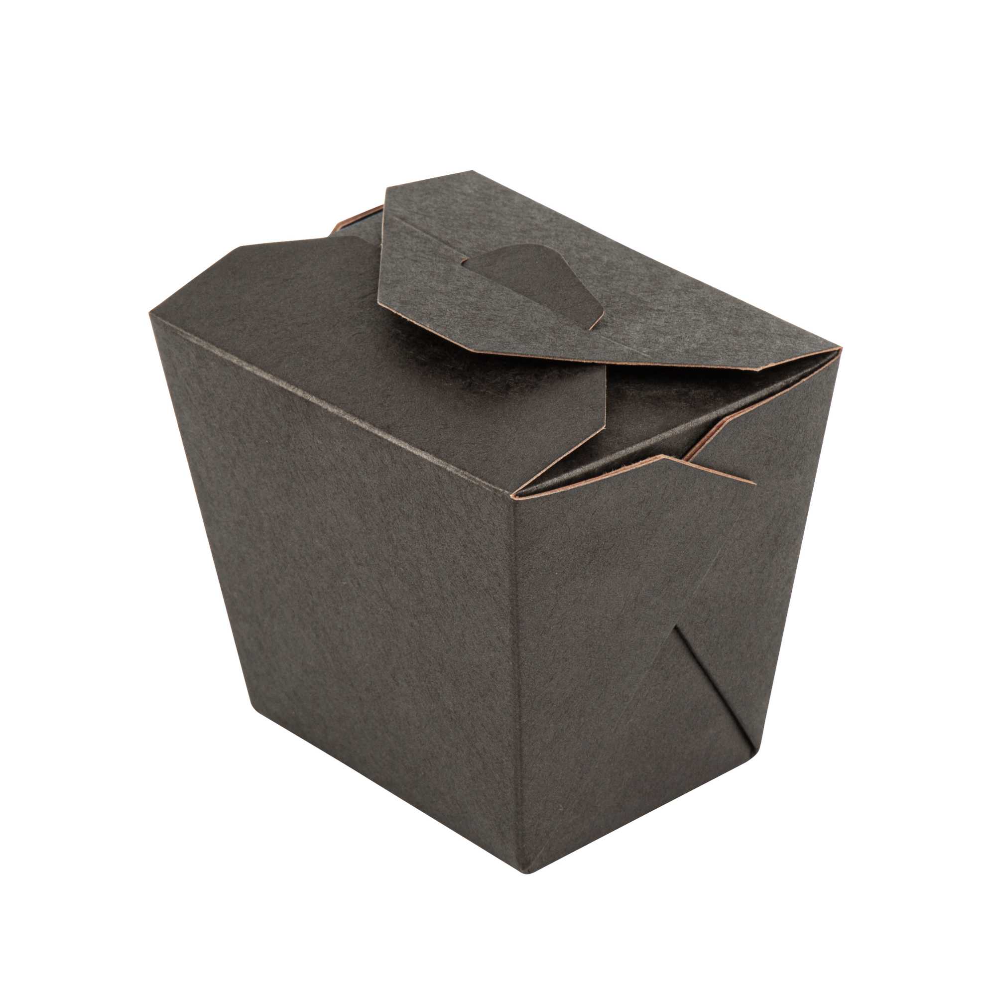 Bio Tek 16 oz Square Black Paper Noodle Take Out Container - 3 1/2" x 3" x 3 1/4" - 25 count box