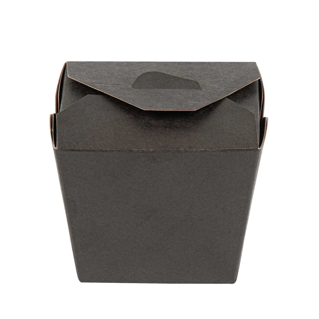 Bio Tek 16 oz Square Black Paper Noodle Take Out Container - 3 1/2" x 3" x 3 1/4" - 200 count box
