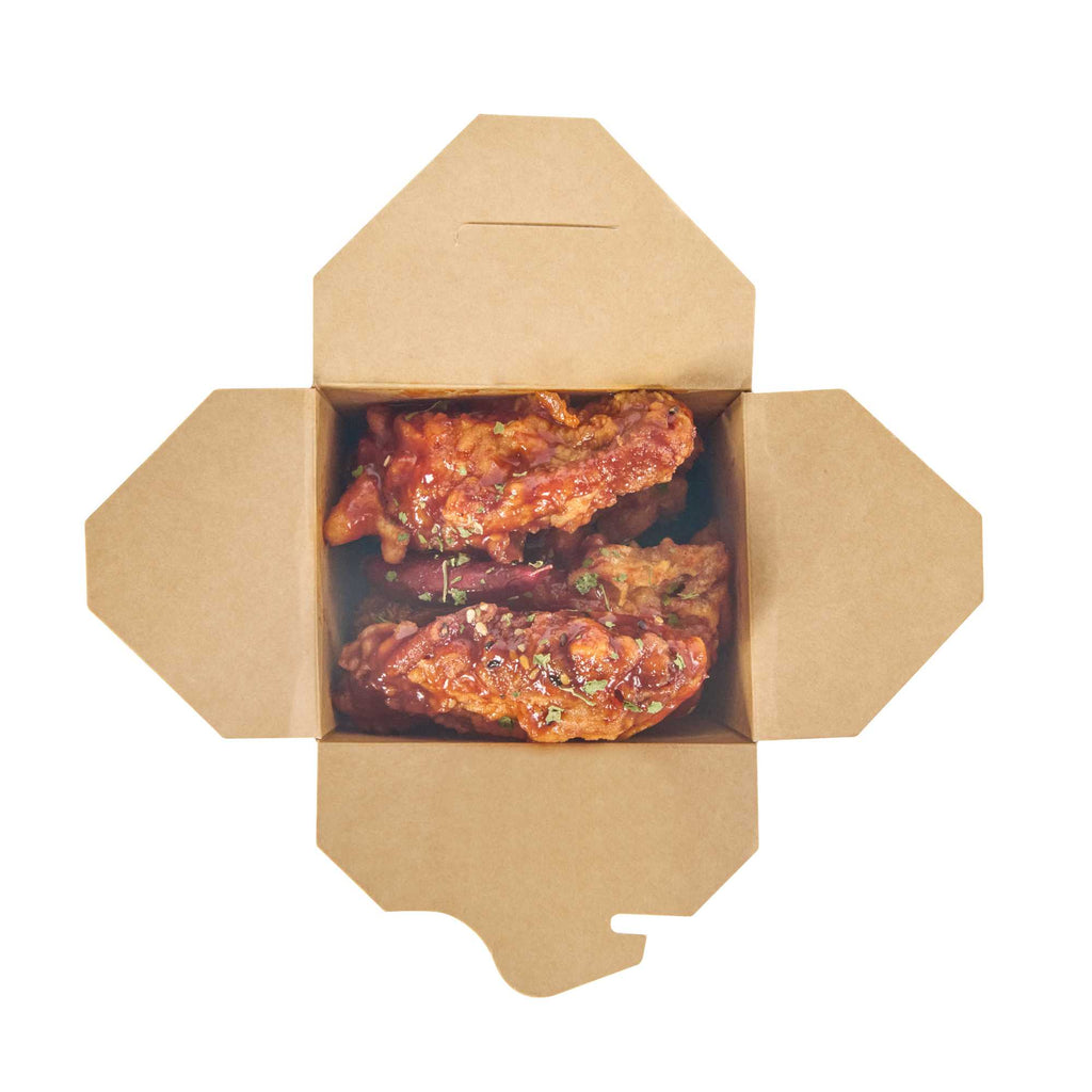 Bio Tek 16 oz Square Plaid Paper Noodle Take Out Container - 3 1/2" x 3" x 3 1/4" - 50 count box