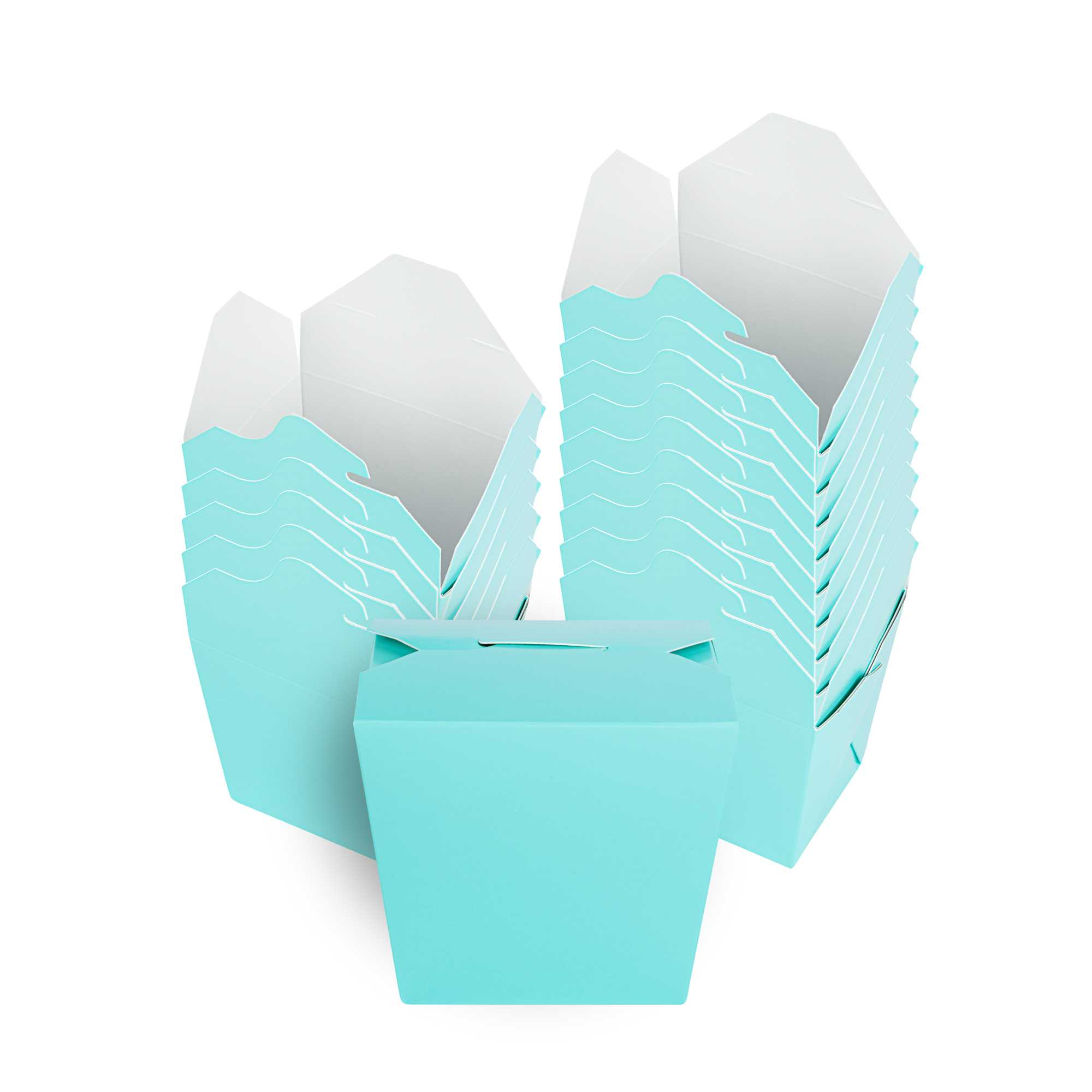 Bio Tek 16 oz Square Turquoise Paper Noodle Take Out Container - 3 1/2" x 3" x 3 1/4" - 50 count box