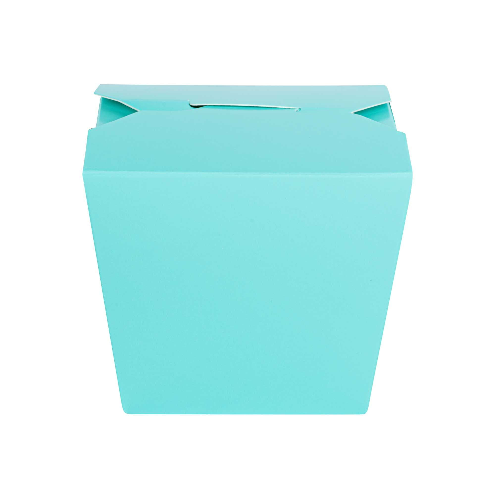 Bio Tek 16 oz Square Turquoise Paper Noodle Take Out Container - 3 1/2" x 3" x 3 1/4" - 50 count box